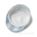 Cotton checked beret with embroidery